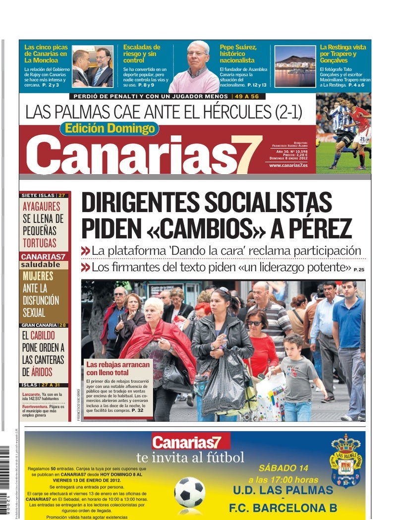 Portada Canarias7 08-01-2012