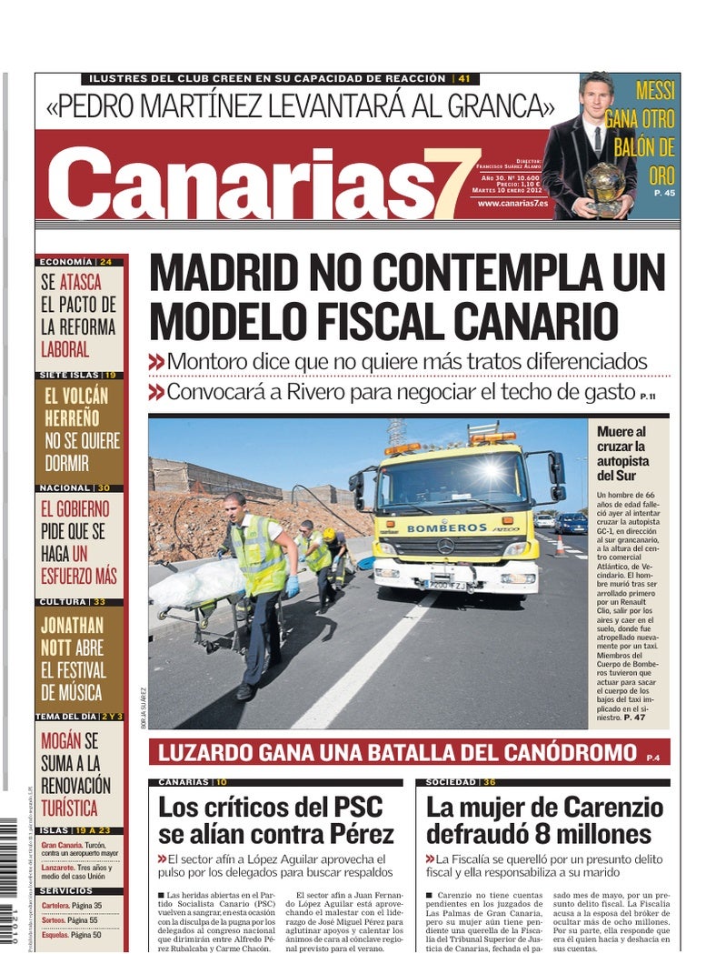 Portada Canarias7 10-01-2012