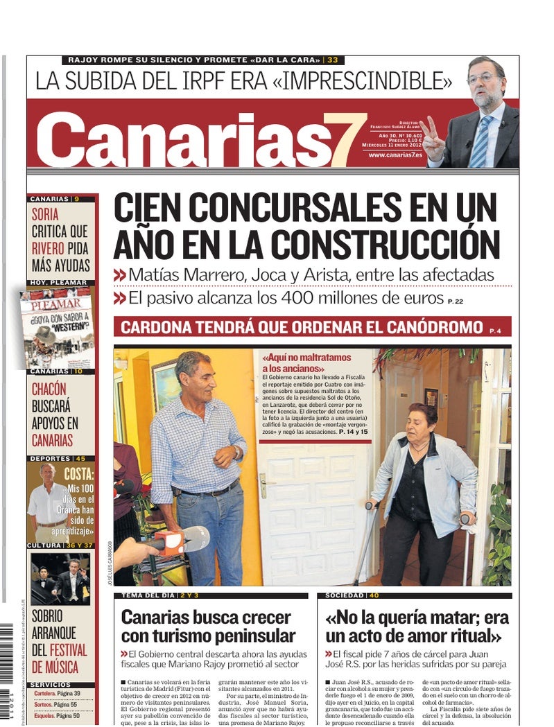 Portada Canarias7 11-01-2012