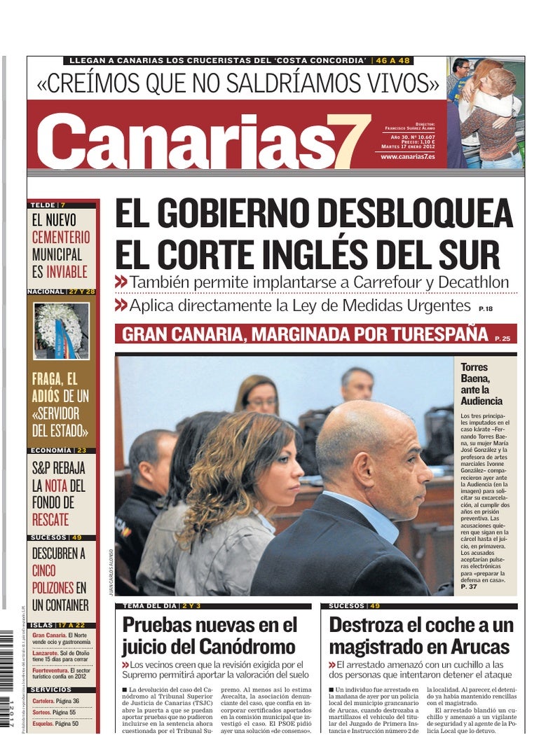 Portada Canarias7 17-01-2012