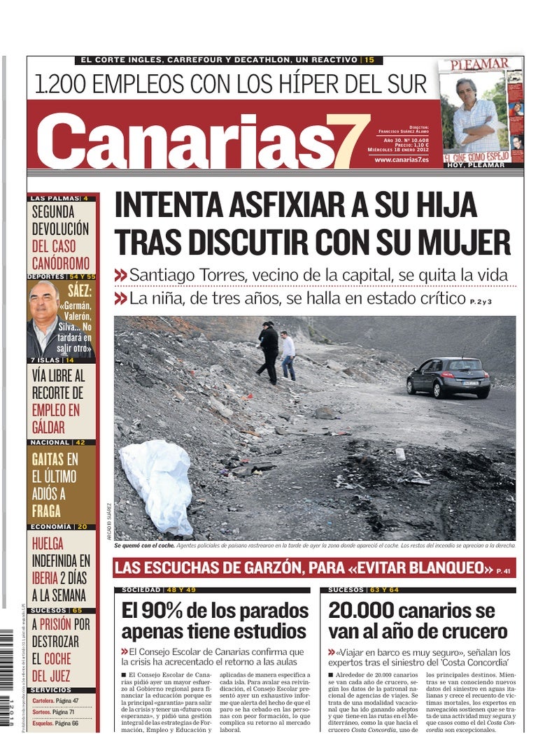 Portada Canarias7 18-01-2012