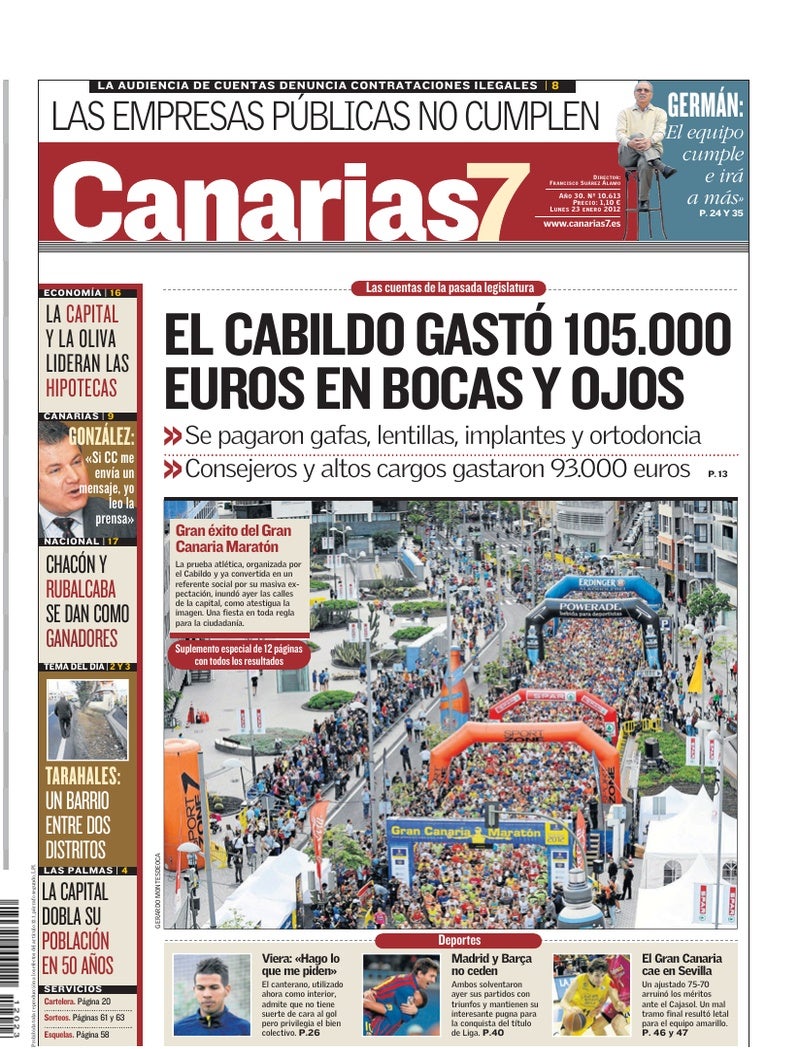 Portada Canarias7 23-01-2012