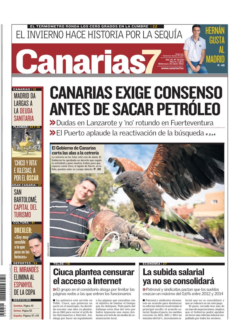 Portada Canarias7 25-01-2012