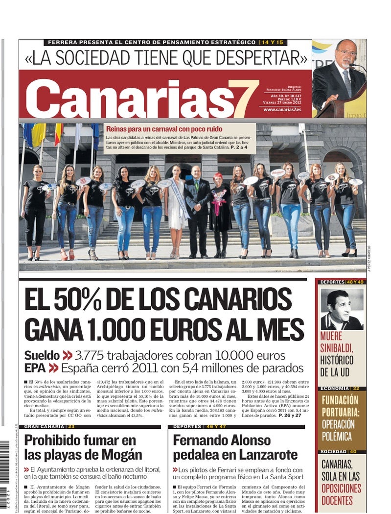 Portada Canarias7 27-01-2012