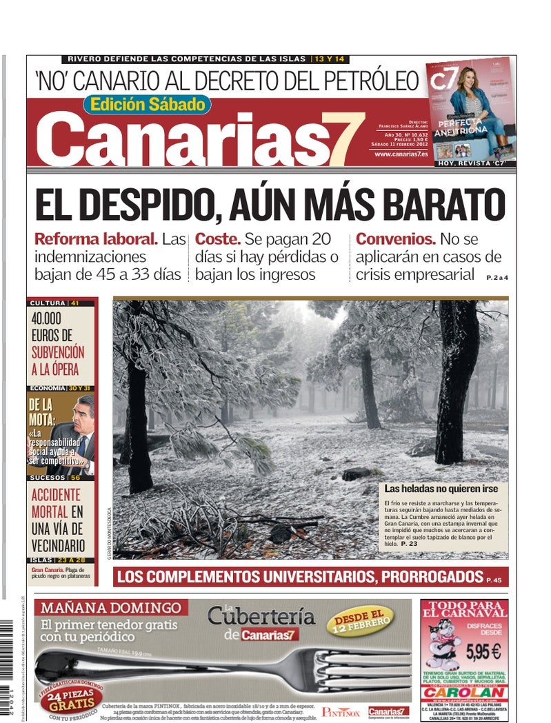 Portada Canarias7 11-02-2012