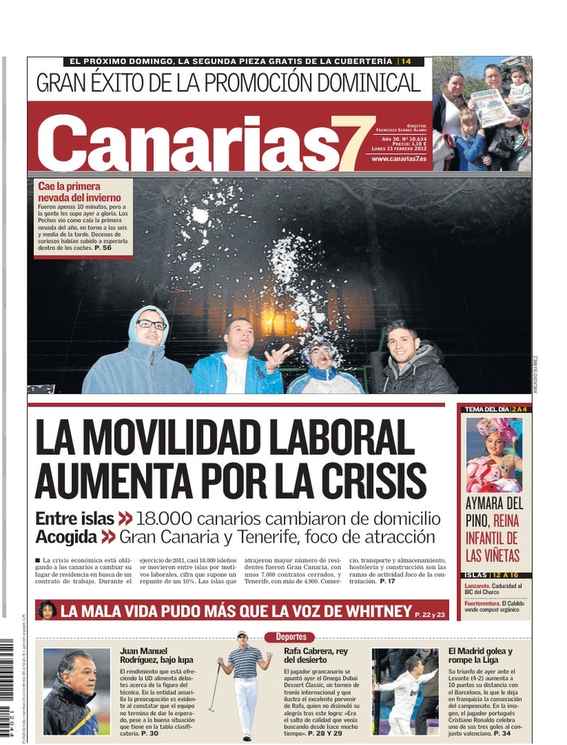 Portada Canarias7 13-02-2012