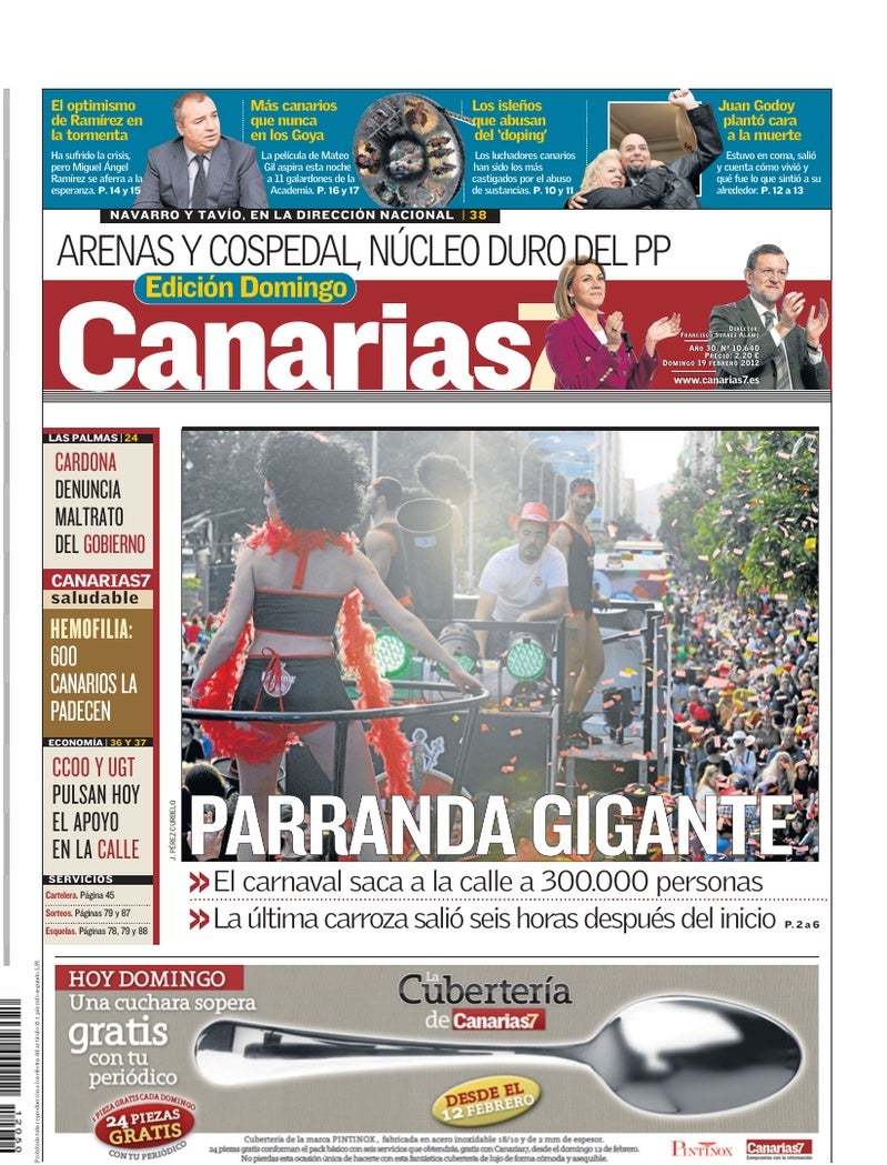 Portada Canarias7 19-02-2012