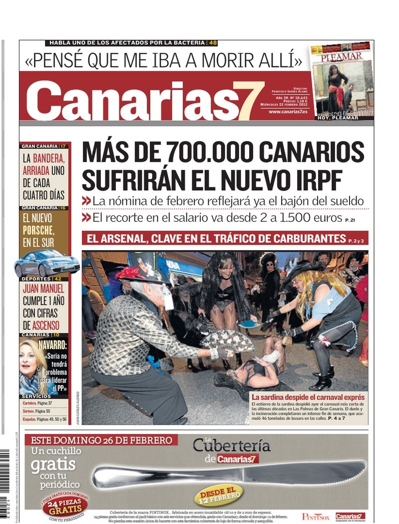 Portada Canarias7 22-02-2012
