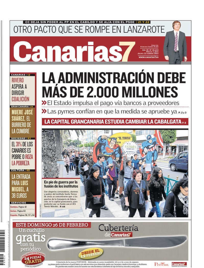 Portada Canarias7 23-02-2012