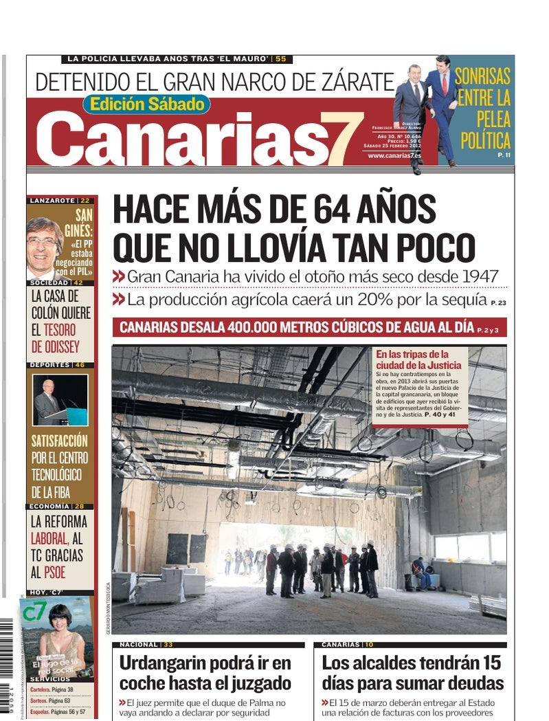 Portada Canarias7 25-02-2012