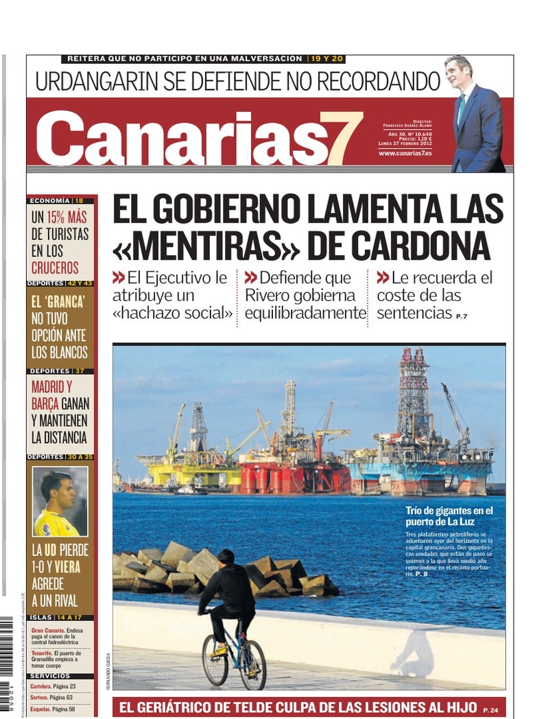 Portada Canarias7 27-02-2012
