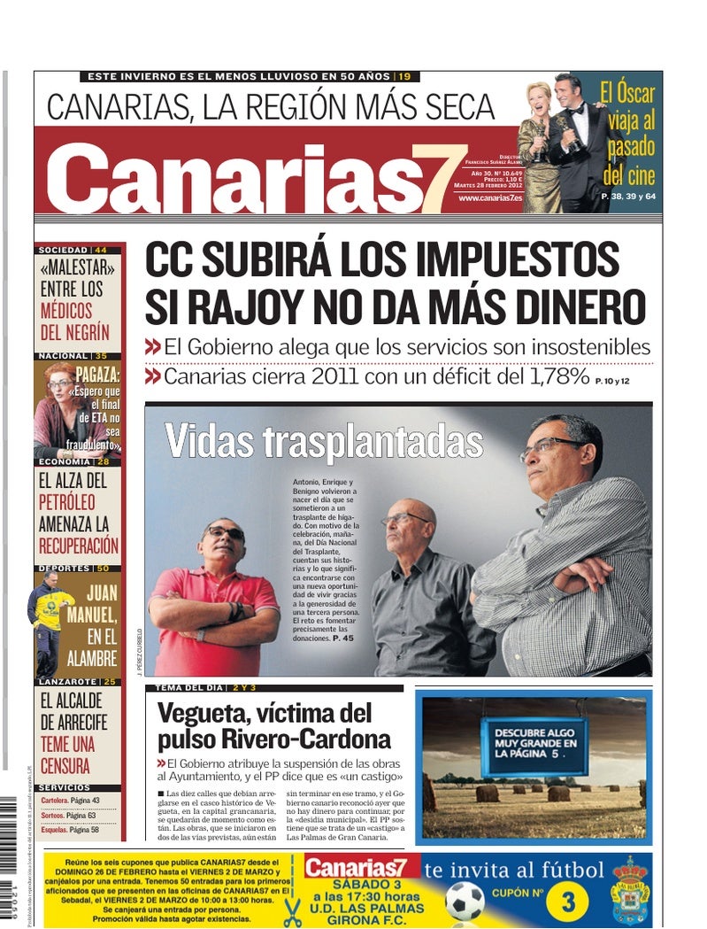 Portada Canarias7 28-02-2012