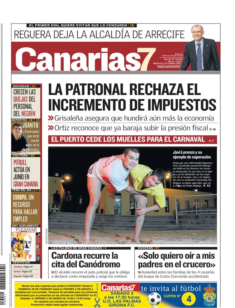 Portada Canarias7 29-02-2012