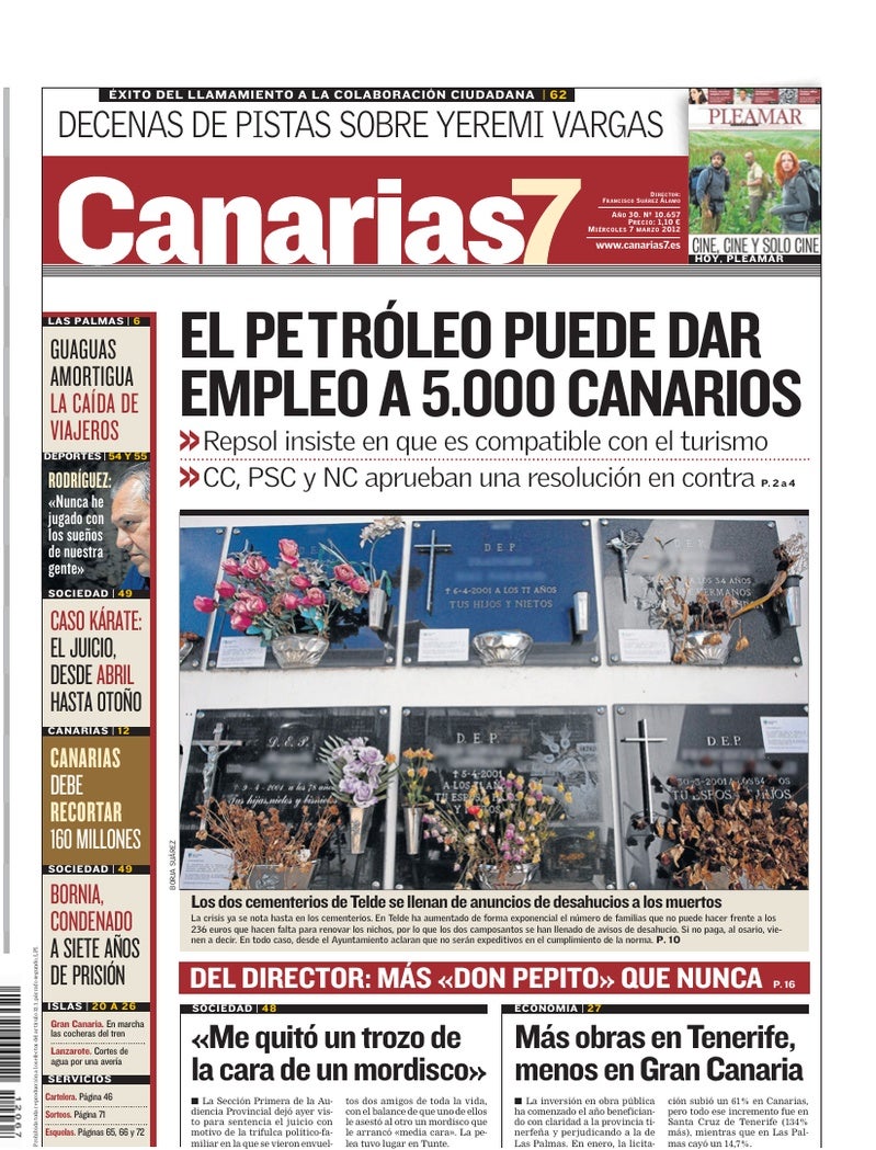 Portada Canarias7 07-03-2012
