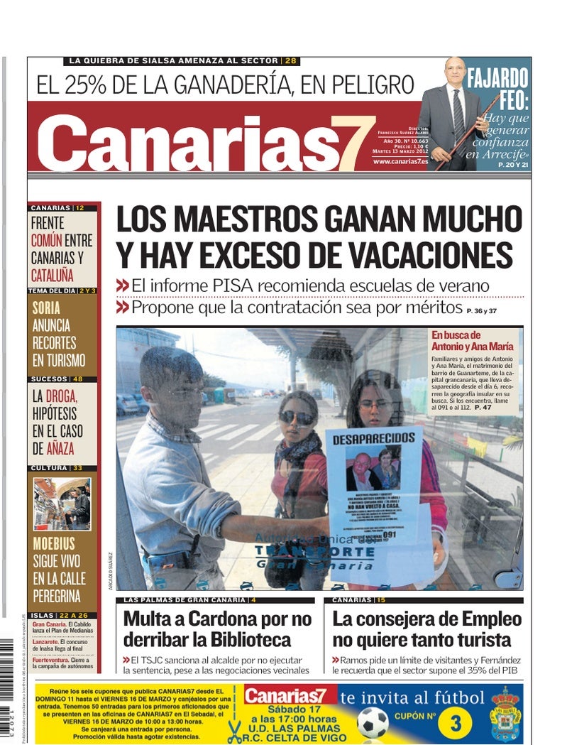 Portada Canarias7 13-03-2012