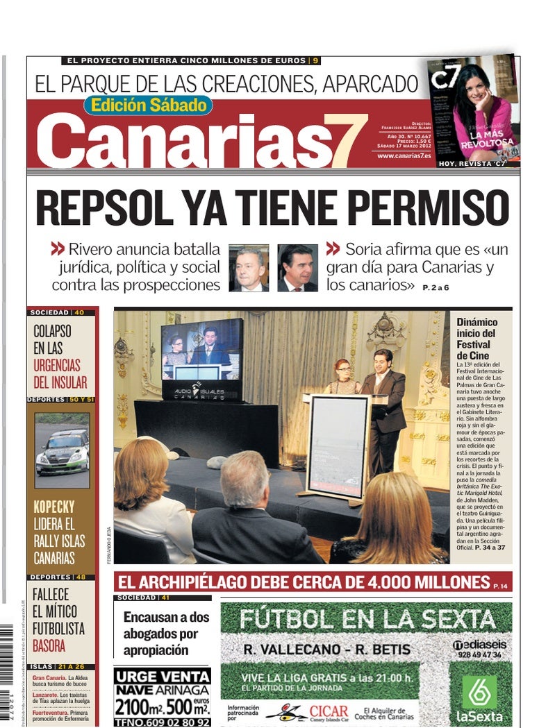 Portada Canarias7 17-03-2012