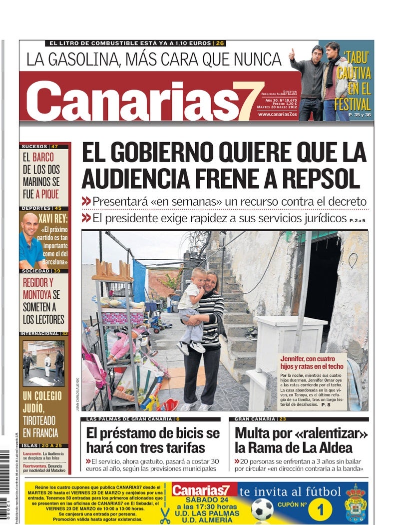 Portada Canarias7 20-03-2012