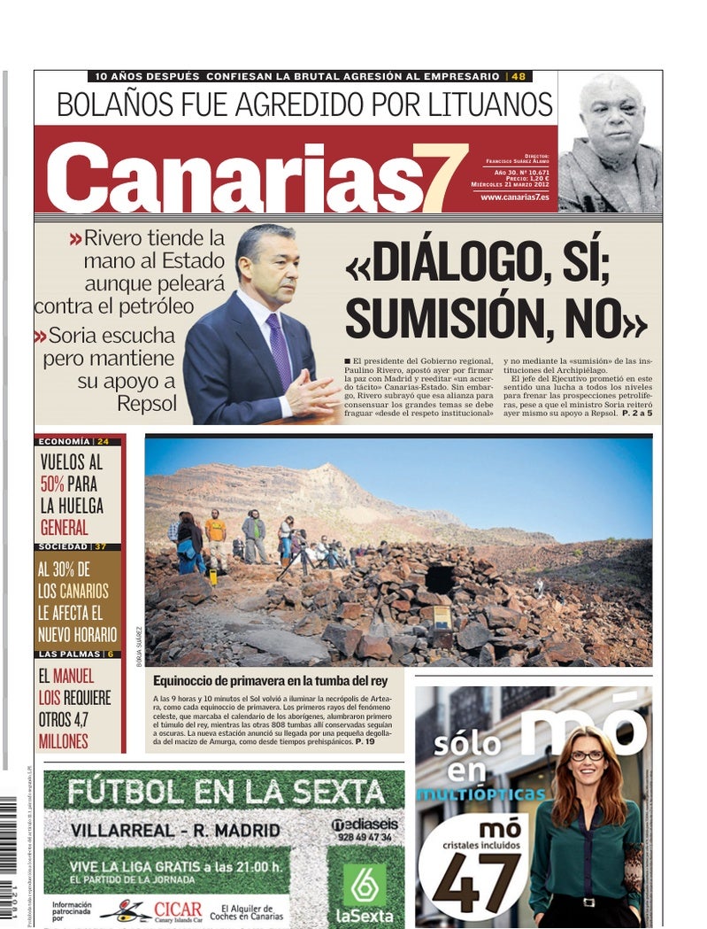 Portada Canarias7 21-03-2012