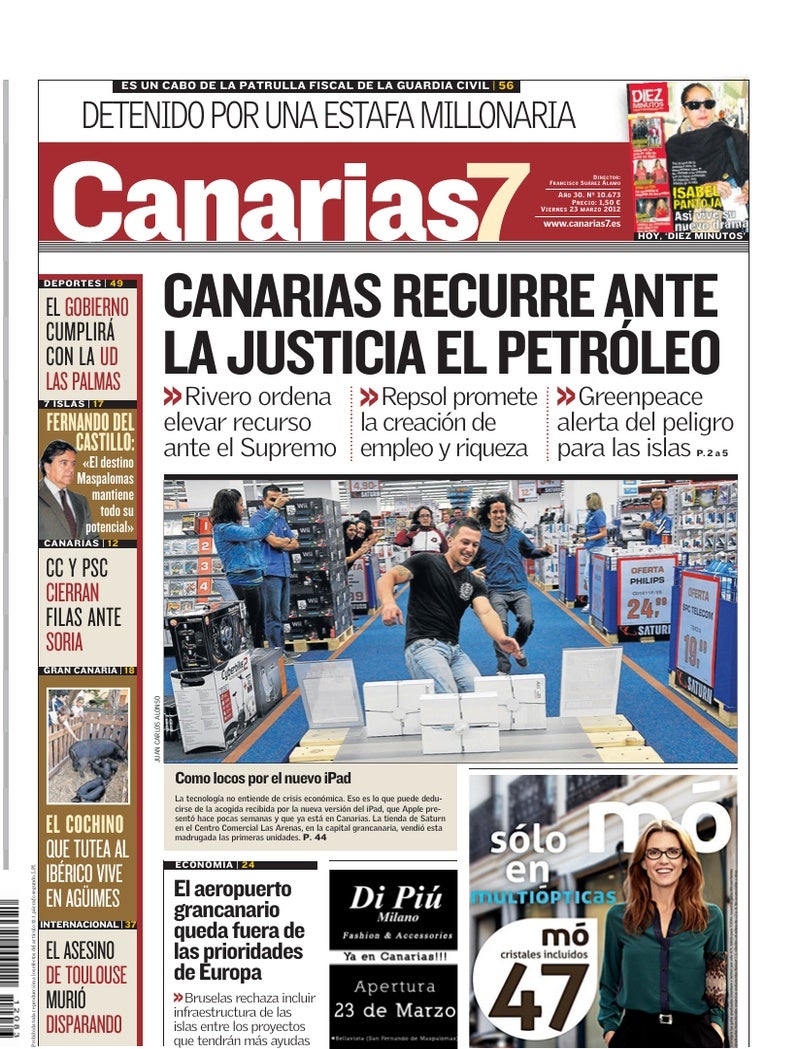 Portada Canarias7 23-03-2012
