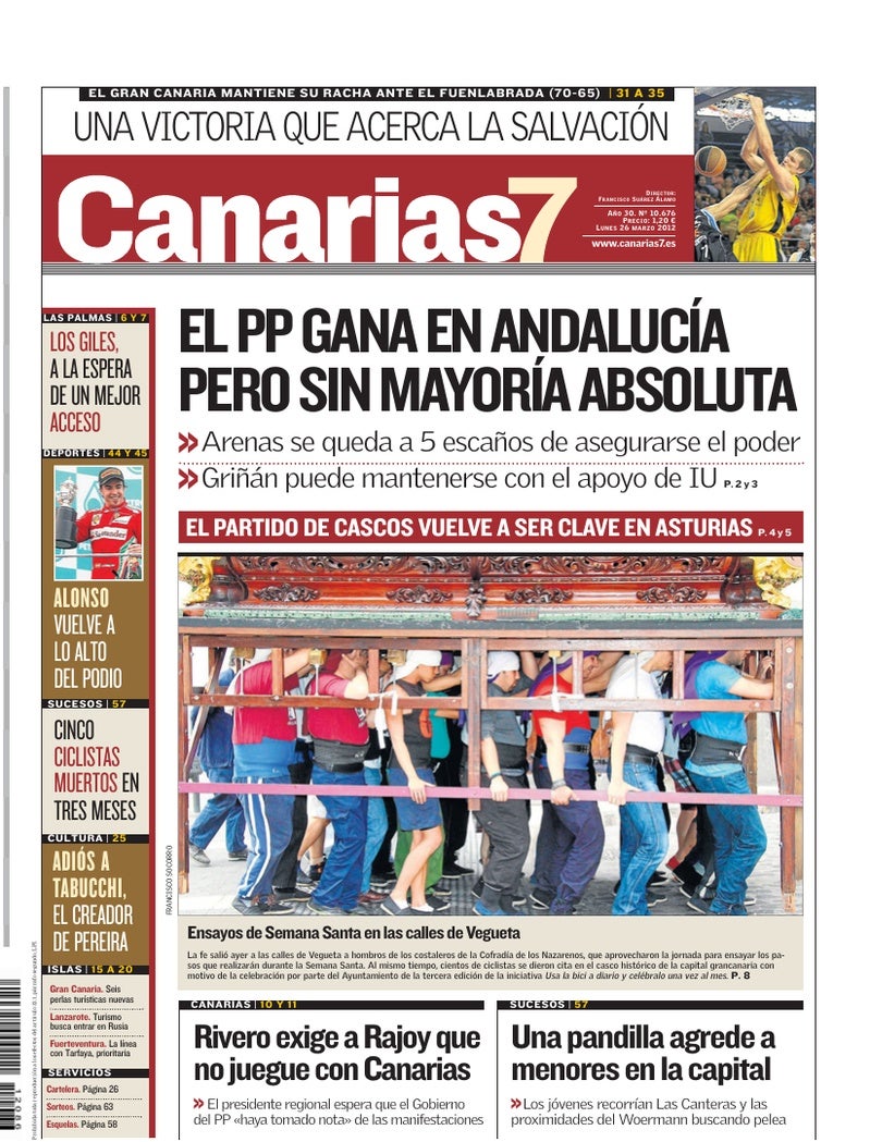 Portada Canarias7 26-03-2012