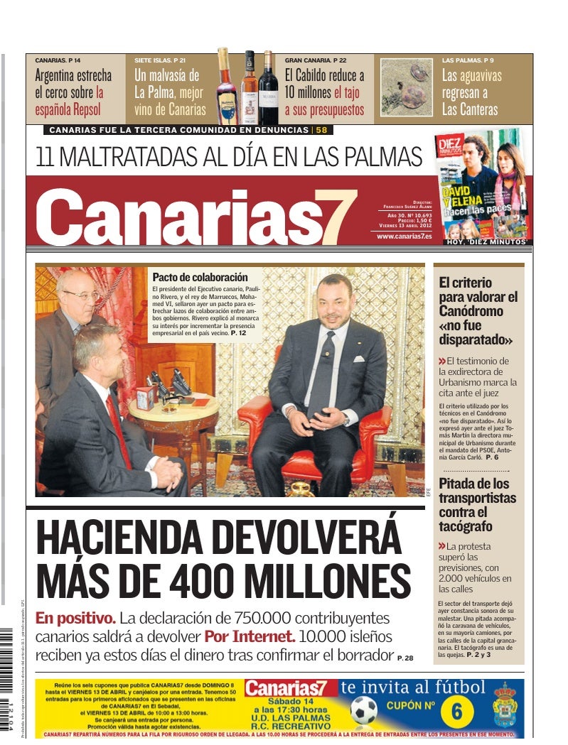 Portada Canarias7 13-04-2012