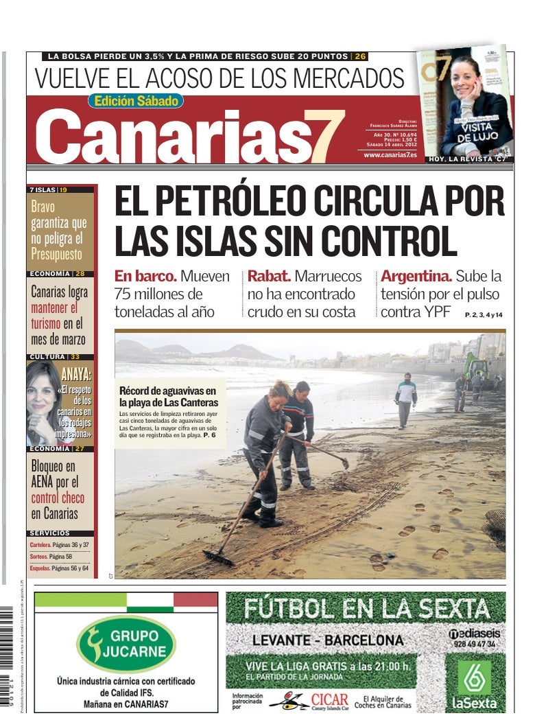 Portada Canarias7 14-04-2012