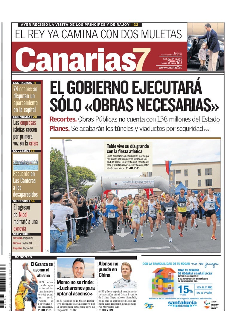 Portada Canarias7 16-04-2012