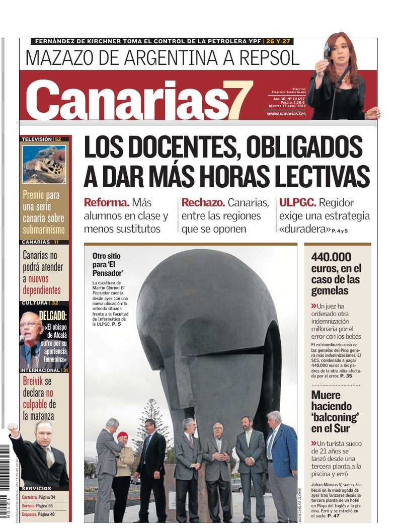 Portada Canarias7 17-04-2012