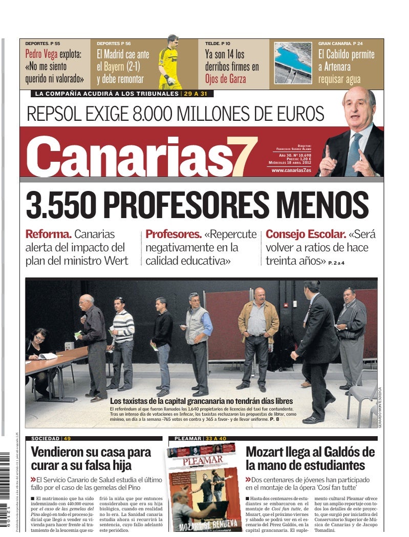 Portada Canarias7 18-04-2012