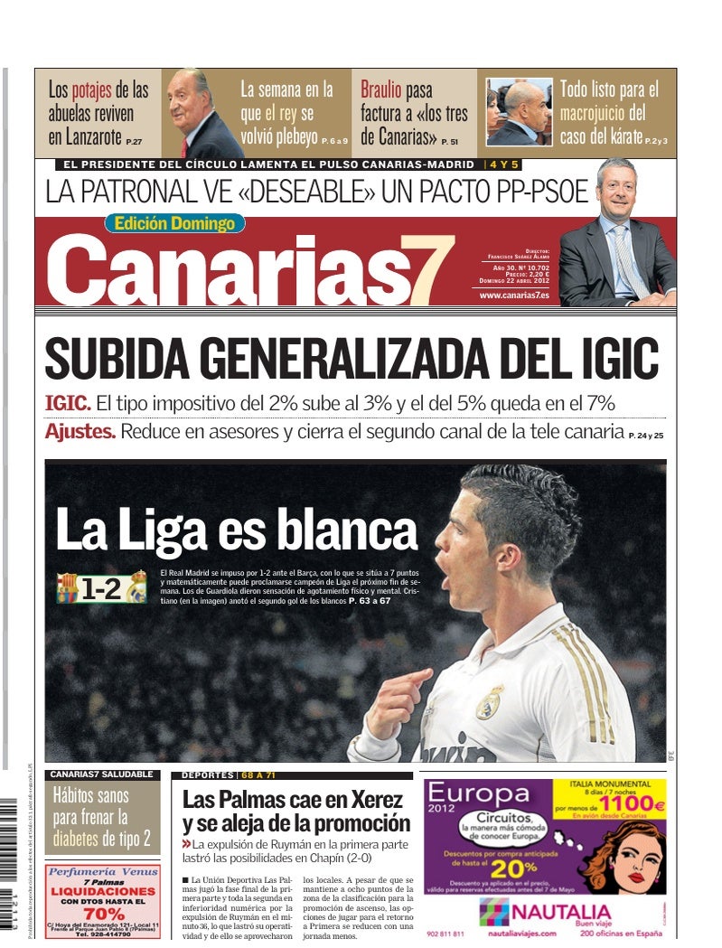 Portada Canarias7 22-04-2012