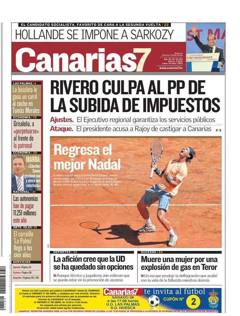 Portada Canarias7 23-04-2012