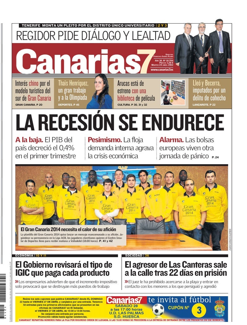 Portada Canarias7 24-04-2012