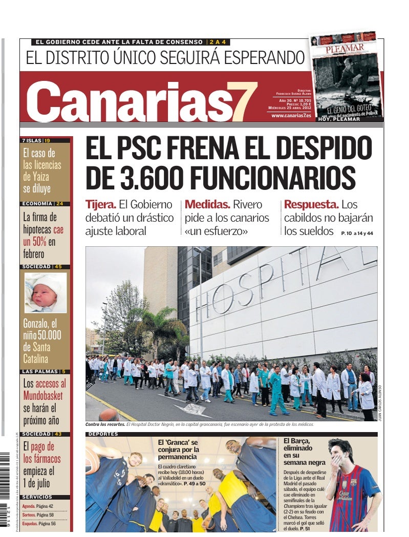 Portada Canarias7 25-04-2012
