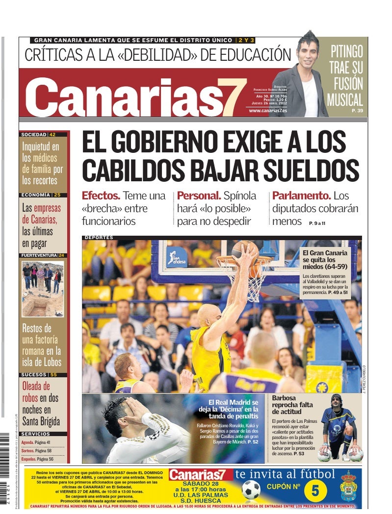 Portada Canarias7 26-04-2012