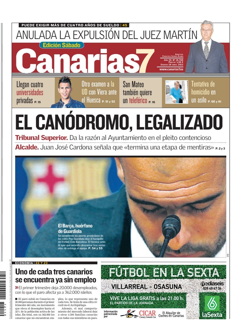 Portada Canarias7 28-04-2012