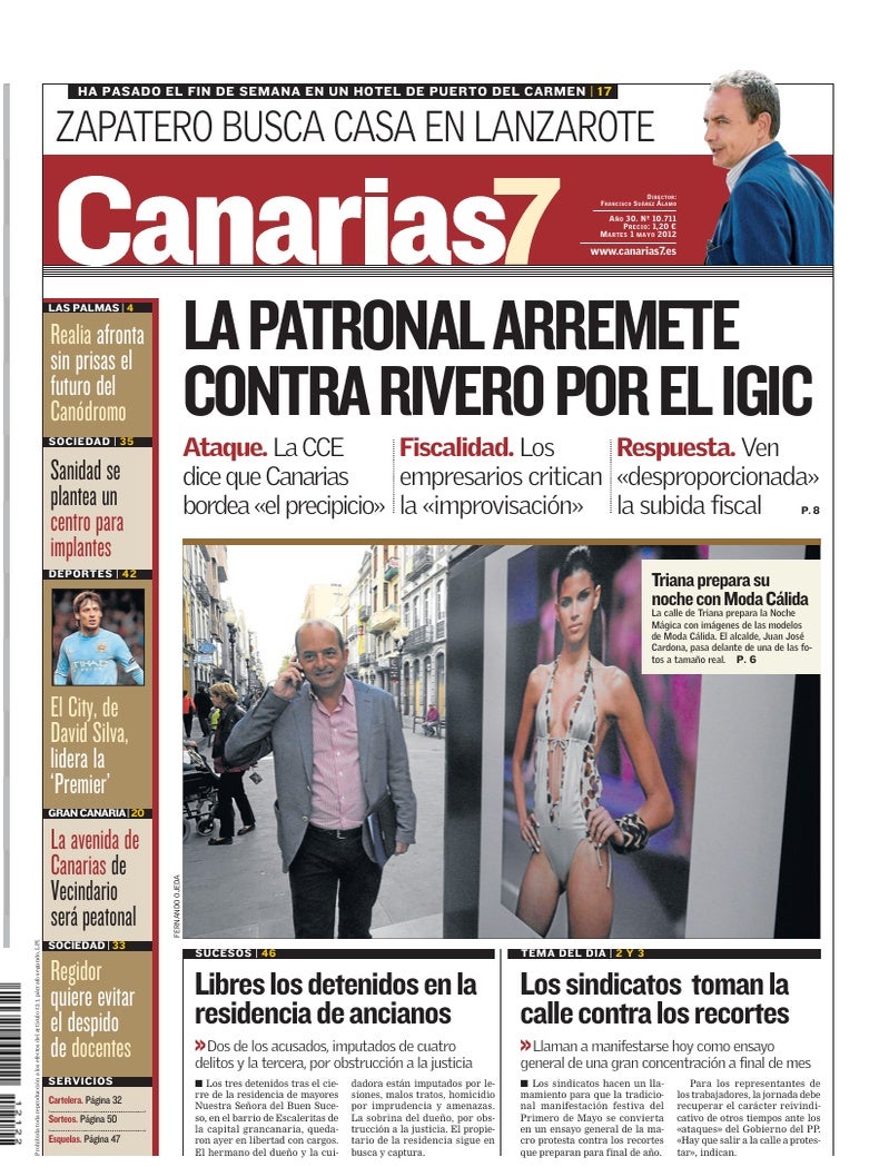Portada Canarias7 01-05-2012