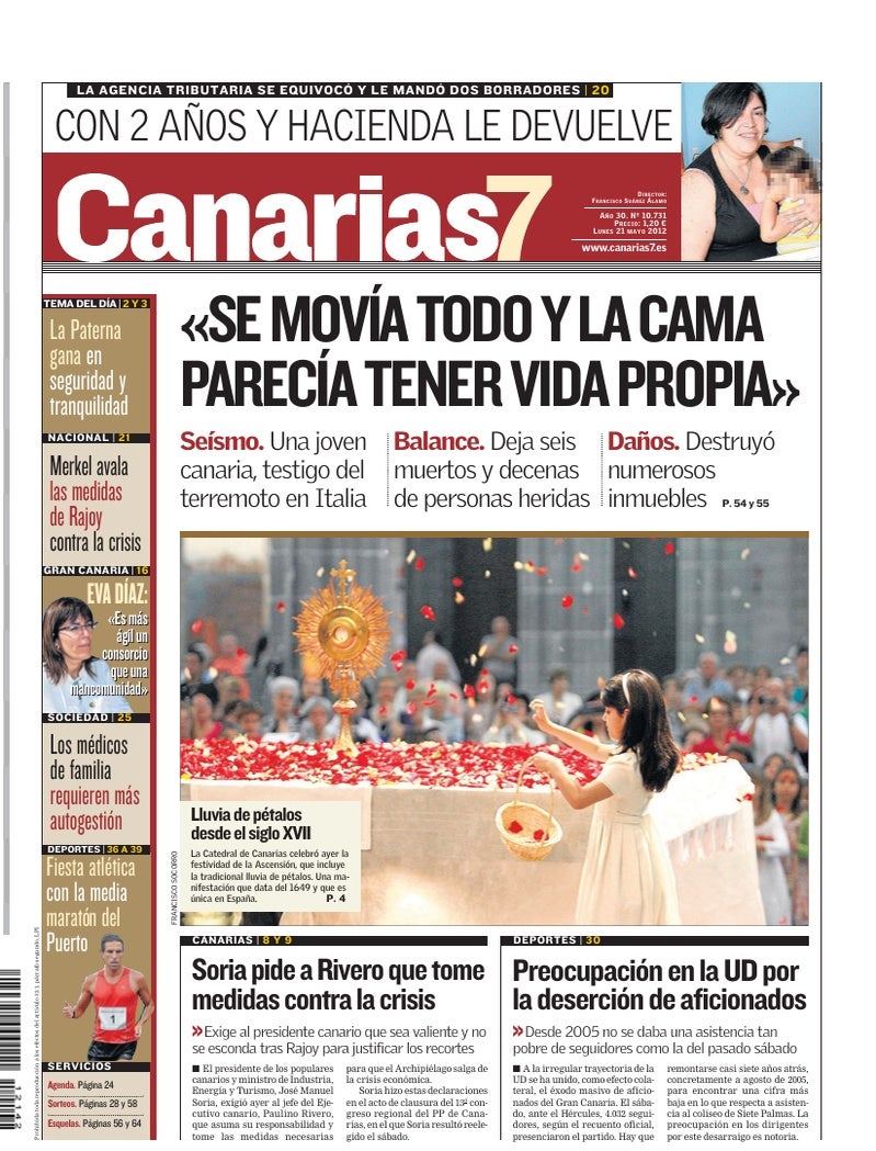 Portada Canarias7 21-05-2012