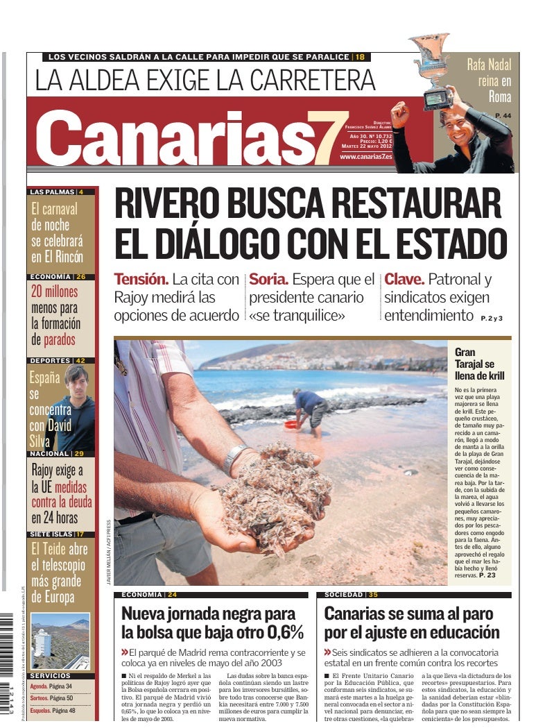 Portada Canarias7 22-05-2012