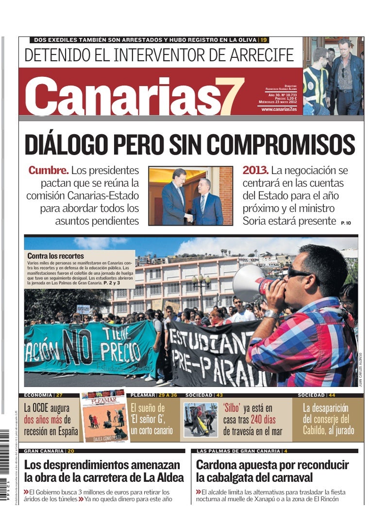 Portada Canarias7 23-05-2012
