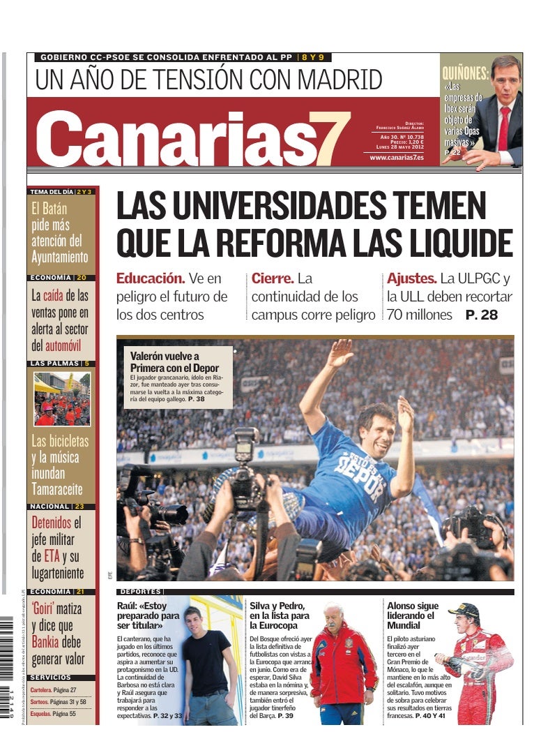Portada Canarias7 28-05-2012