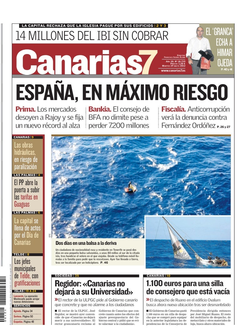 Portada Canarias7 29-05-2012