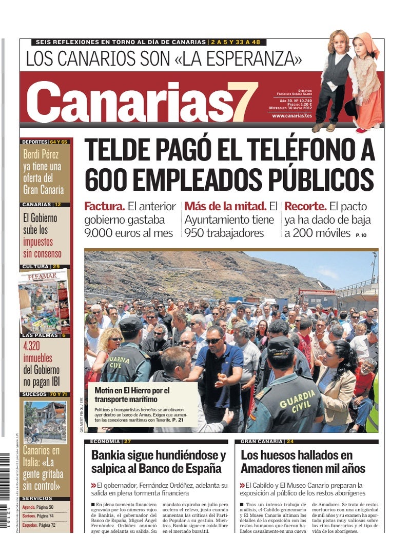 Portada Canarias7 30-05-2012