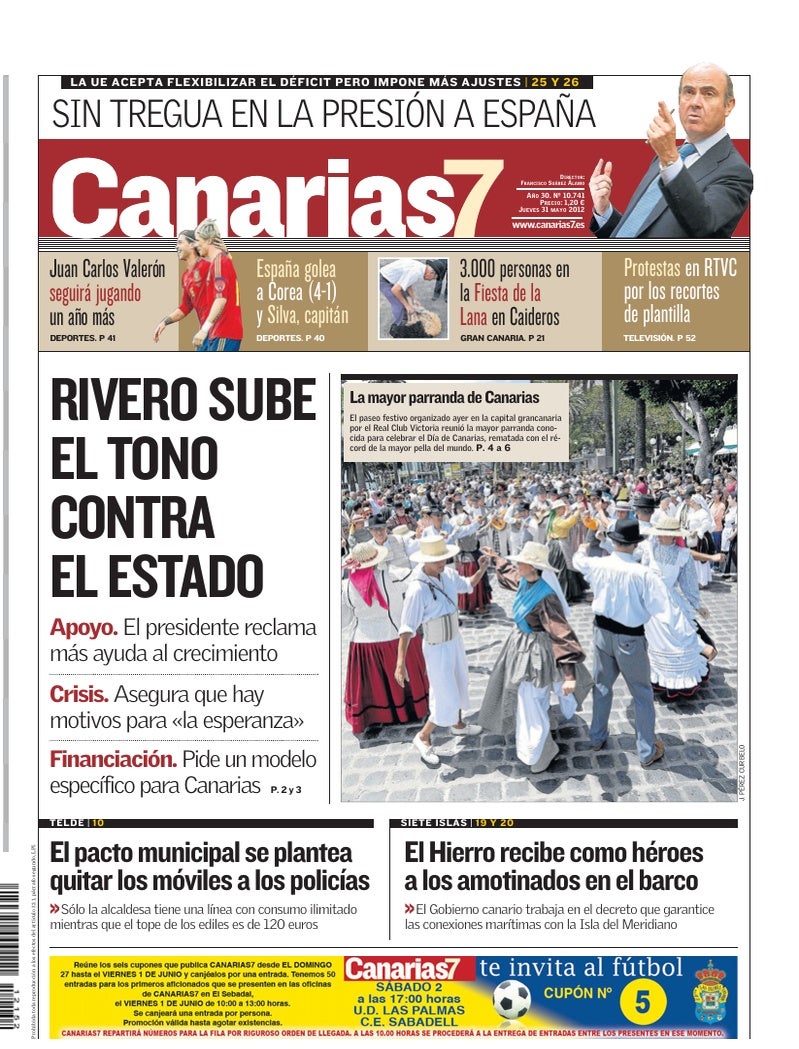 Portada Canarias7 31-05-2012