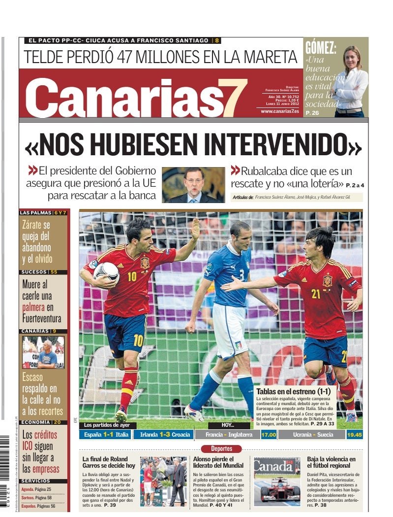 Portada Canarias7 11-06-2012