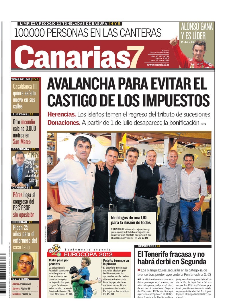 Portada Canarias7 25-06-2012