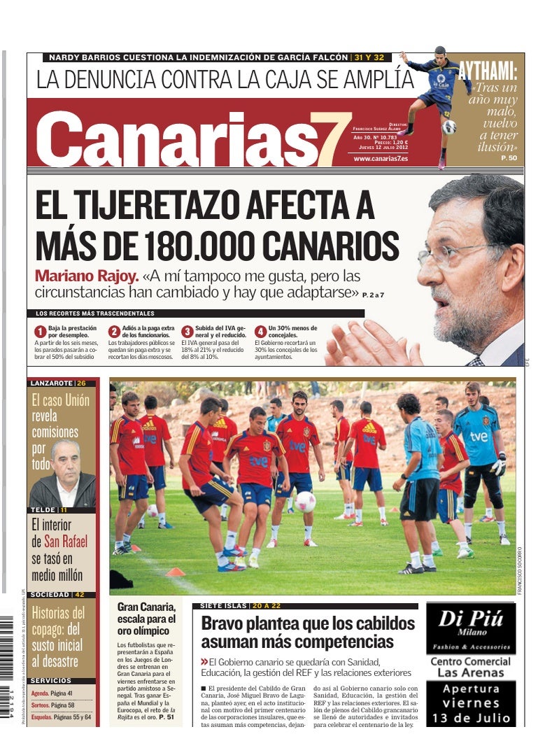 Portada Canarias7 12-07-2012