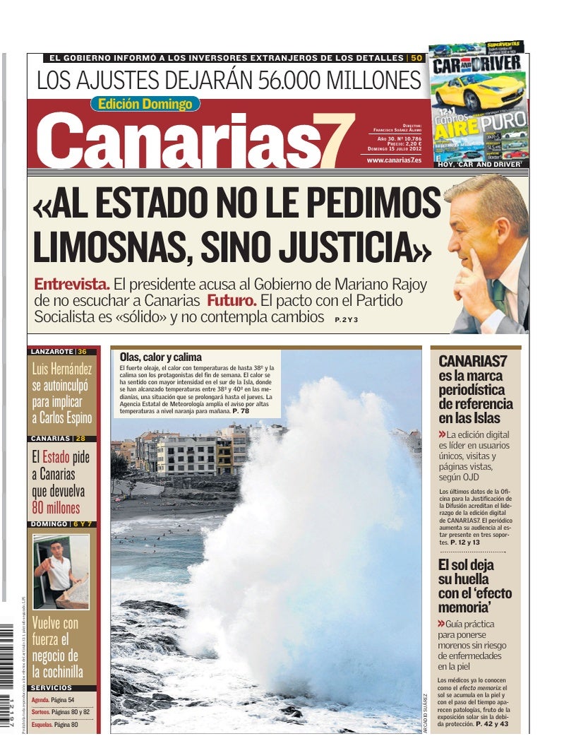 Portada Canarias7 15-07-2012