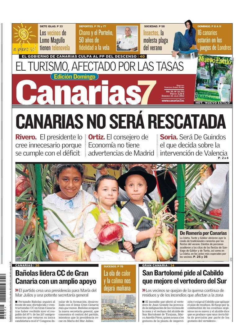Portada Canarias7 22-07-2012