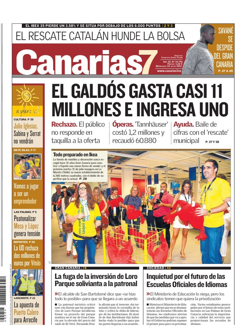 Portada Canarias7 25-07-2012