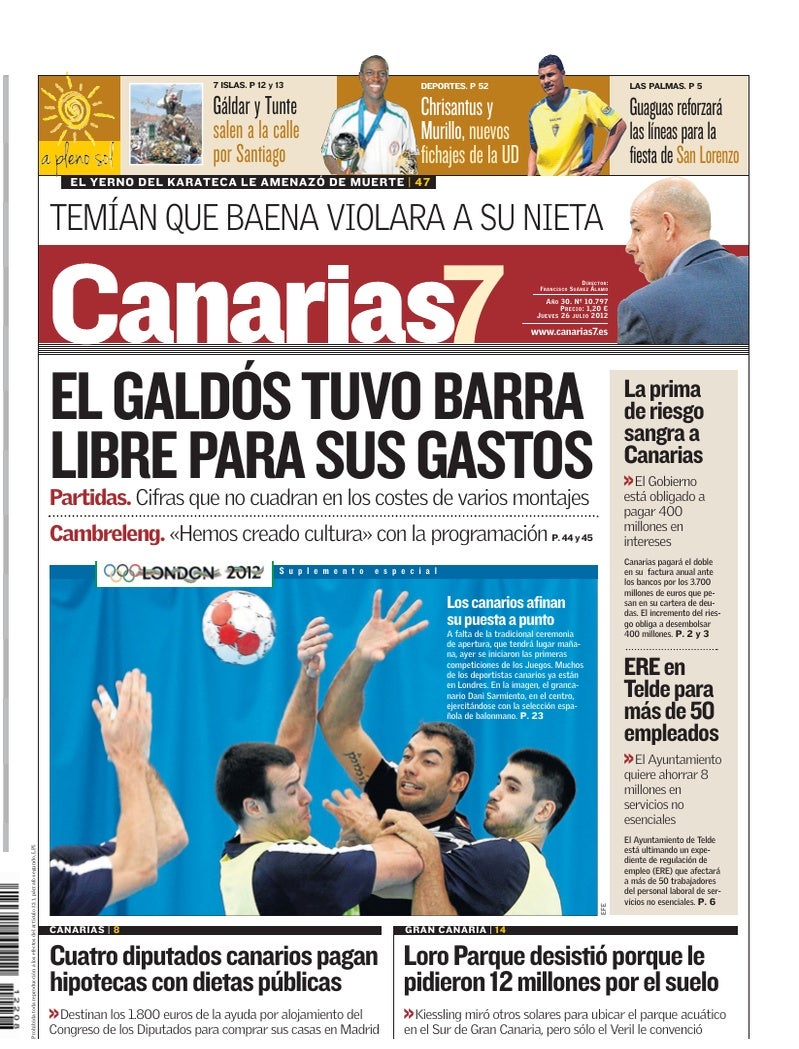 Portada Canarias7 26-07-2012